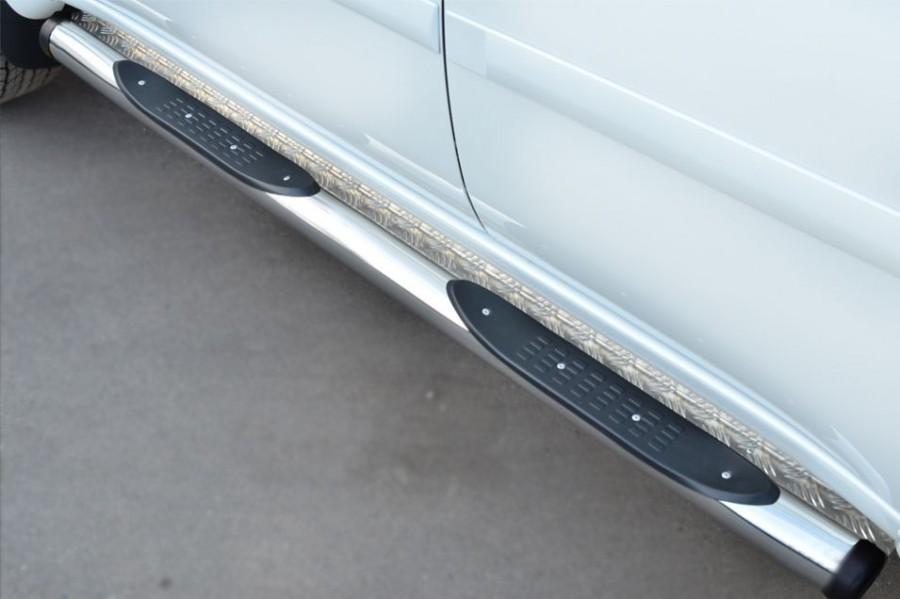 Пороги труба d76 с накладками вариант 2 для Mitsubishi Pajero Sport 2013, Slitkoff MPST-0015792