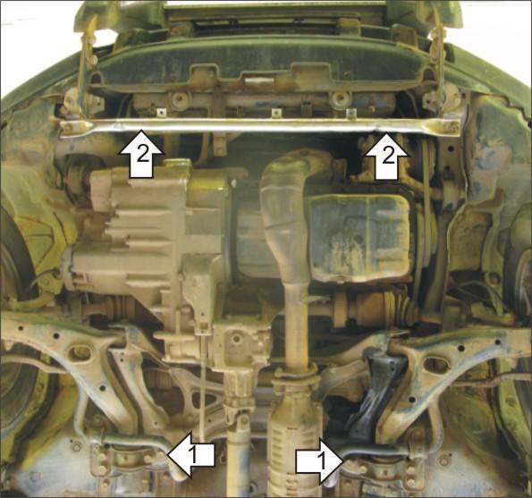 Защита стальная Мотодор (Двигатель, Коробка переключения передач), 2 мм, Сталь для Honda CR-V I 1997-2002 арт. 00805