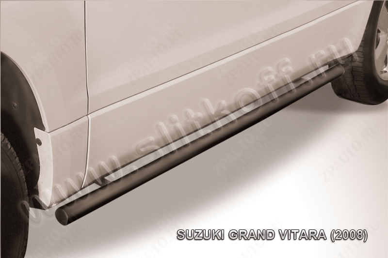 Защита порогов d57 труба черная Suzuki Grand Vitara 3 doors (2008-2012) , Slitkoff, арт. SGV3D08011B