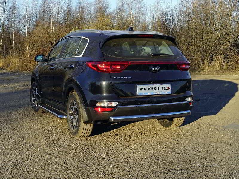 Защита задняя (овальная) 75х42 мм для автомобиля Kia Sportage (QL) 2018-, TCC Тюнинг KIASPORT18-41