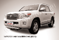 Защита переднего бампера d76 с профильной защитой картера короткая Toyota Land Cruiser 200 (2013-2015) Black Edition, Slitkoff, арт. TLC2-13-002BE