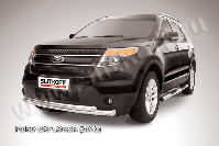 Защита переднего бампера d76+d57 двойная Ford Explorer (2010-2015) Black Edition, Slitkoff, арт. FEX001BE