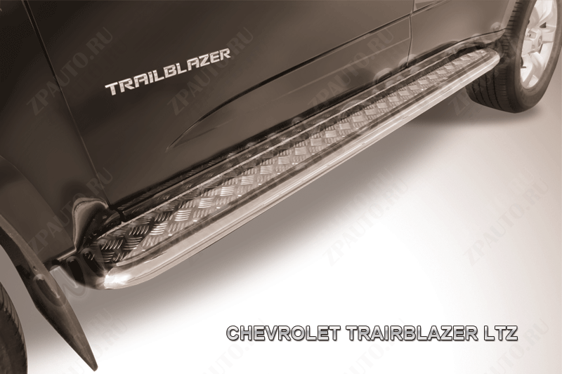 Защита порогов d57 с листом усиленная Chevrolet Trailblazer (2012-2016) Black Edition, Slitkoff, арт. CHTB12-009BE