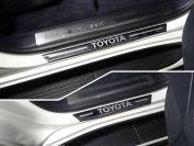 Накладки на пороги с гибом (лист зеркальный надпись Toyota) 4шт для автомобиля Toyota Land Cruiser 200 EXCALIBUR 2017-