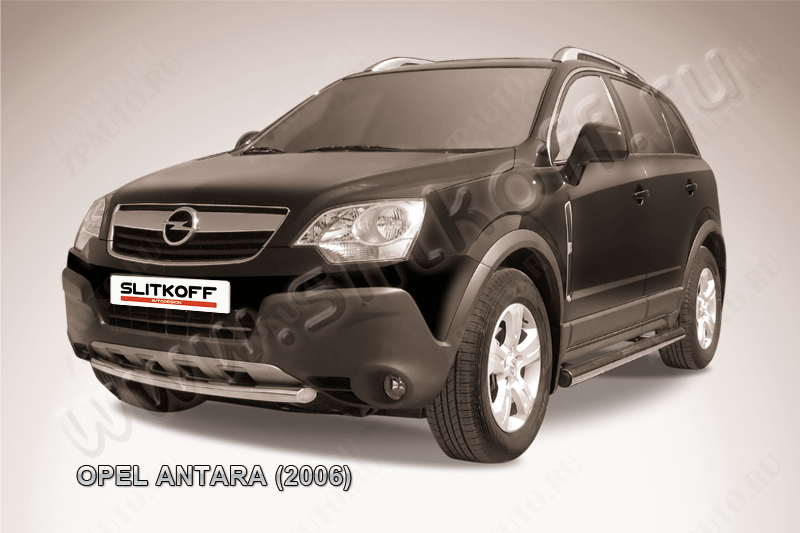 Защита переднего бампера d57 Opel Antara (2006-2011) Black Edition, Slitkoff, арт. OPAN005BE