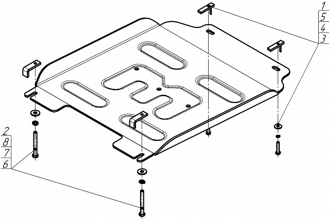 Защита алюминиевая Мотодор (Коробка переключения передач), 5 мм,  Toyota Land Cruiser Prado 250  2023- арт. 32533