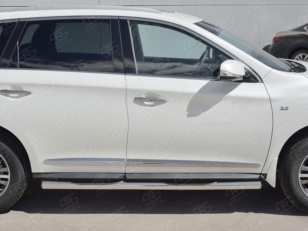 Пороги труба d76 с накладкой вариант 3 для Infiniti QX60 2016, Slitkoff IQXT-0026833