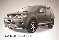 Защита переднего бампера d57+d42 двойная Mitsubishi Outlander XL (2005-2009) , Slitkoff, арт. MXL006