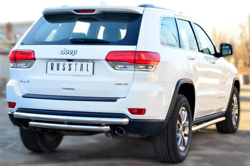Защита заднего бампера d57/57 для Jeep Grand Cherokee 2013 WK2 компл. Overland, Slitkoff JCOZ-002031