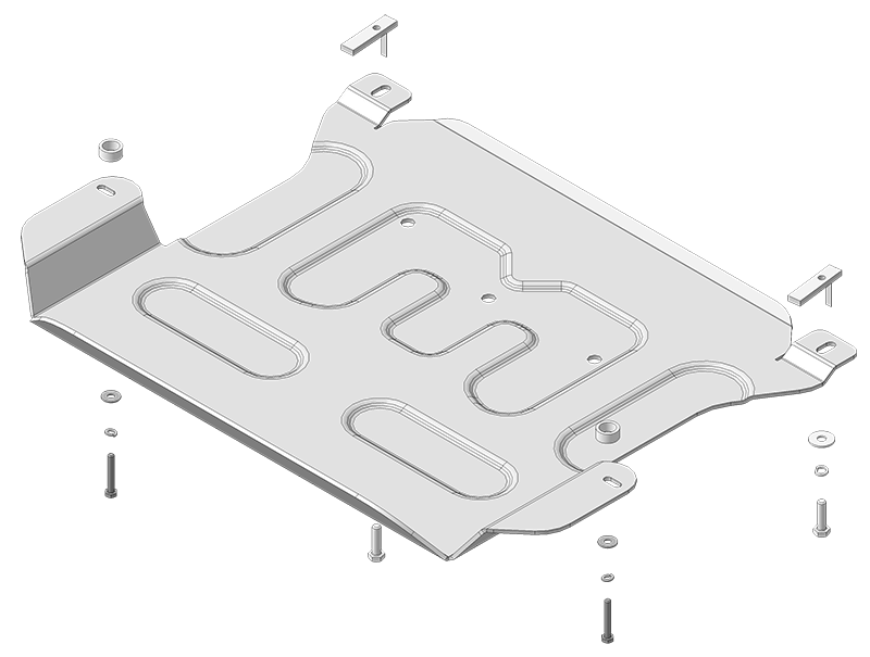 Защита алюминиевая Мотодор (Двигатель, Коробка переключения передач) (дополнительный щит), 4 мм, алюминий для Hyundai Tucson 2021- арт. 340902