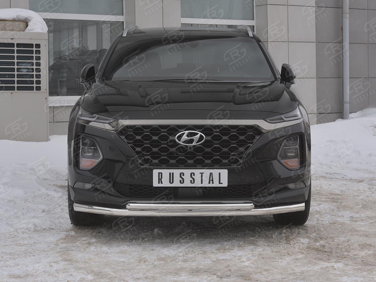Защита переднего бампера d57 секции-d42 дуга HSFZ-003168 для автомобиля HYUNDAI SANTA FE 2018-, Slitkoff