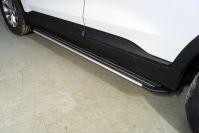 Пороги алюминиевые "Slim Line Silver" 1820 мм для автомобиля Hyundai Santa Fe 2021- TCC Тюнинг арт. HYUNSF21-26S