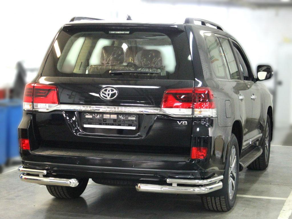 Защита заднего бампера уголки d76/43 на Toyota LC 200 2016 Executive), Технотек LCN2016_8.2EX