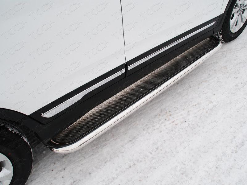 Пороги с площадкой (нерж. лист) 60,3 мм для автомобиля Chery Tiggo 5 2014-, TCC Тюнинг CHERTIG514-15