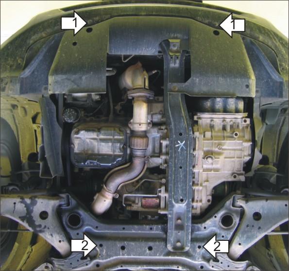 Защита стальная Мотодор (Двигатель, Коробка переключения передач), 3 мм, Сталь для Mitsubishi Endeavor 2002-2006 арт. 11323