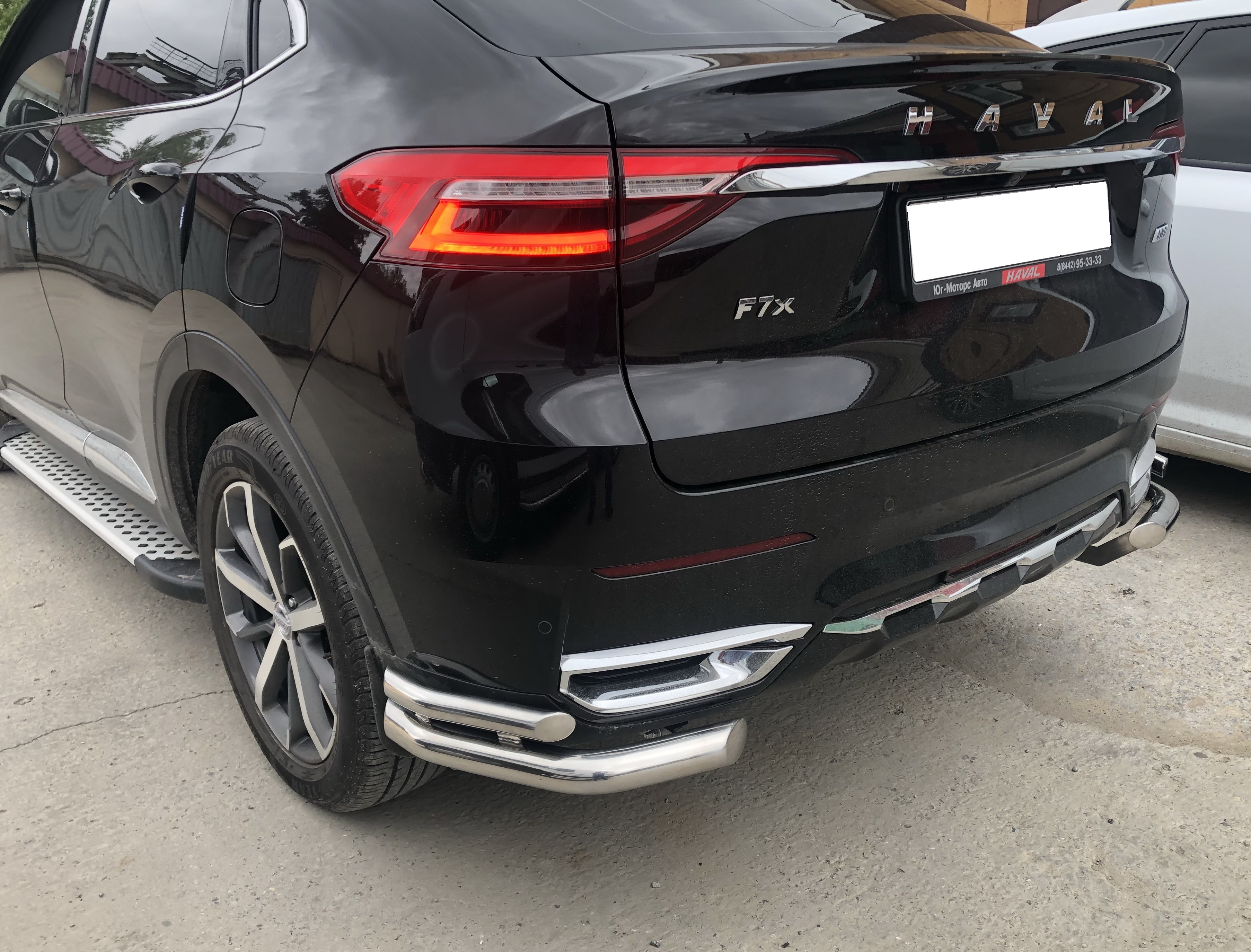 Защита заднего бампера  угловая двойная для автомобиля HAVAL F7, F7X 2019 арт. GWF7X.19.19