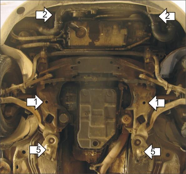 Защита стальная Мотодор (Двигатель, Коробка переключения передач), 2 мм, Сталь для Volkswagen Passat B5 1996-2000 арт. 02709