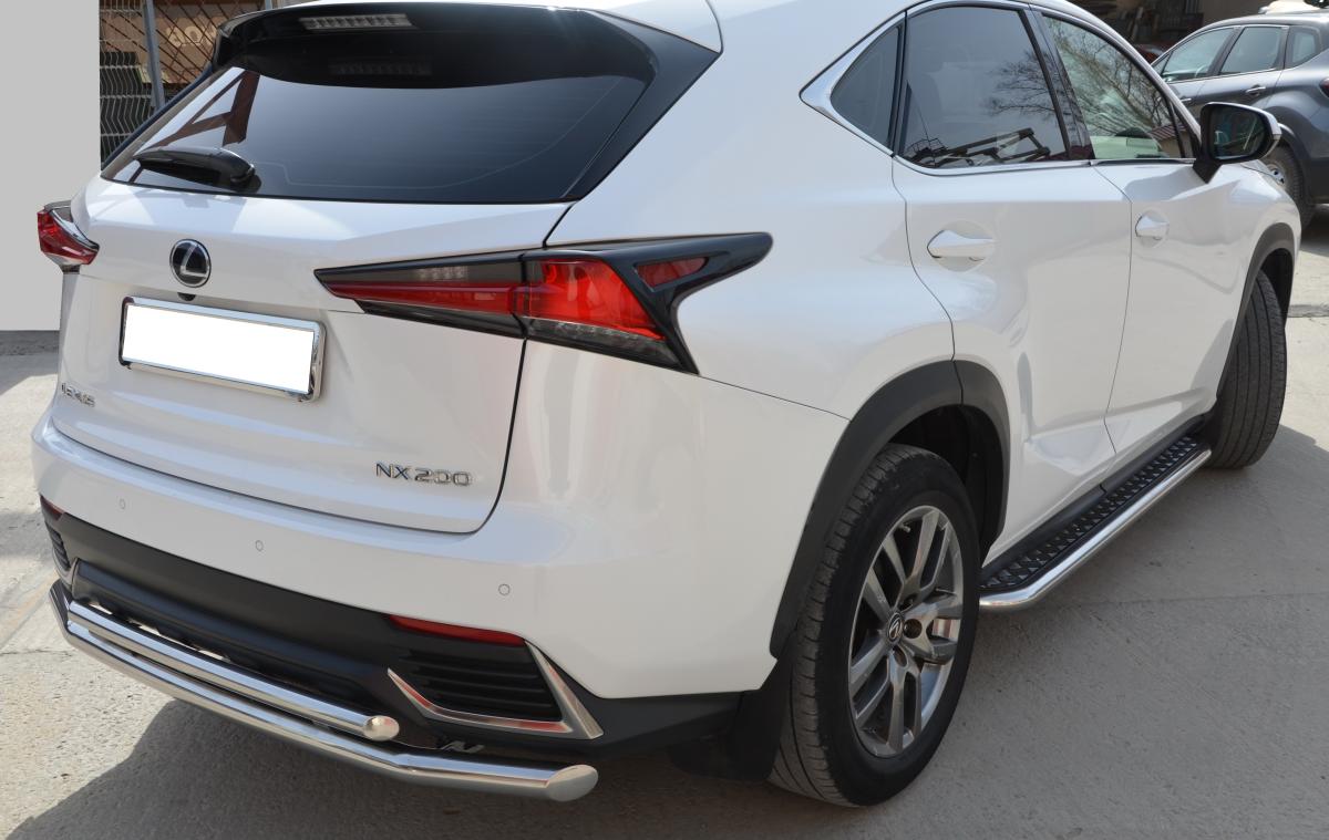 Защита заднего бампера двойная для автомобиля Lexus NX 2017 арт. LNX.200.17.16, Россия