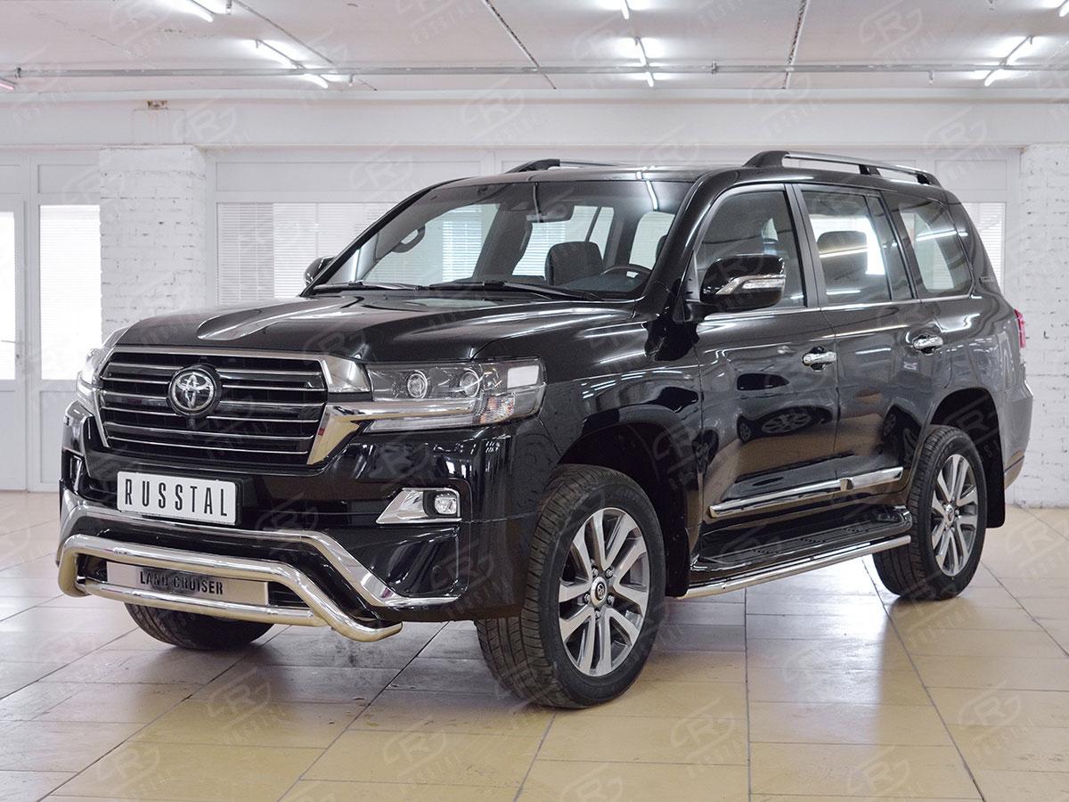 Защита переднего бампера d57 волна d57 с надписью Toyota LC 200 Executive 2016, Slitkoff TLCZ-002551