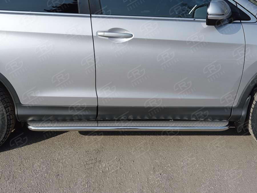 Пороги труба d42 с листом вариант 3 Honda CR-V 2015 2.0, Slitkoff HCRL-0022243
