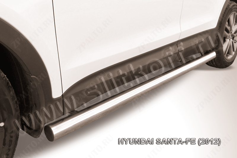 Защита порогов d76 труба Hyundai Santa-Fe (2012-2018) , Slitkoff, арт. HSFT12-007
