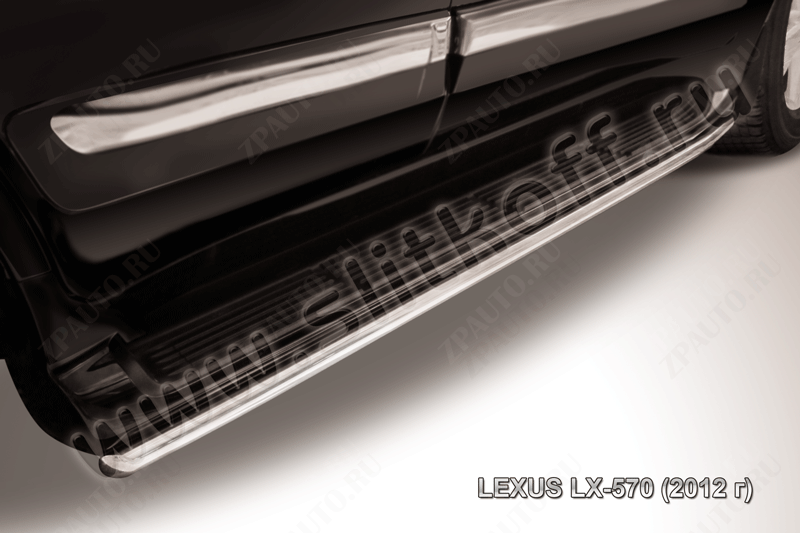 Защита штатного порога d42 Lexus LX-570 (2012-2015) Black Edition, Slitkoff, арт. LLX570-12-008BE