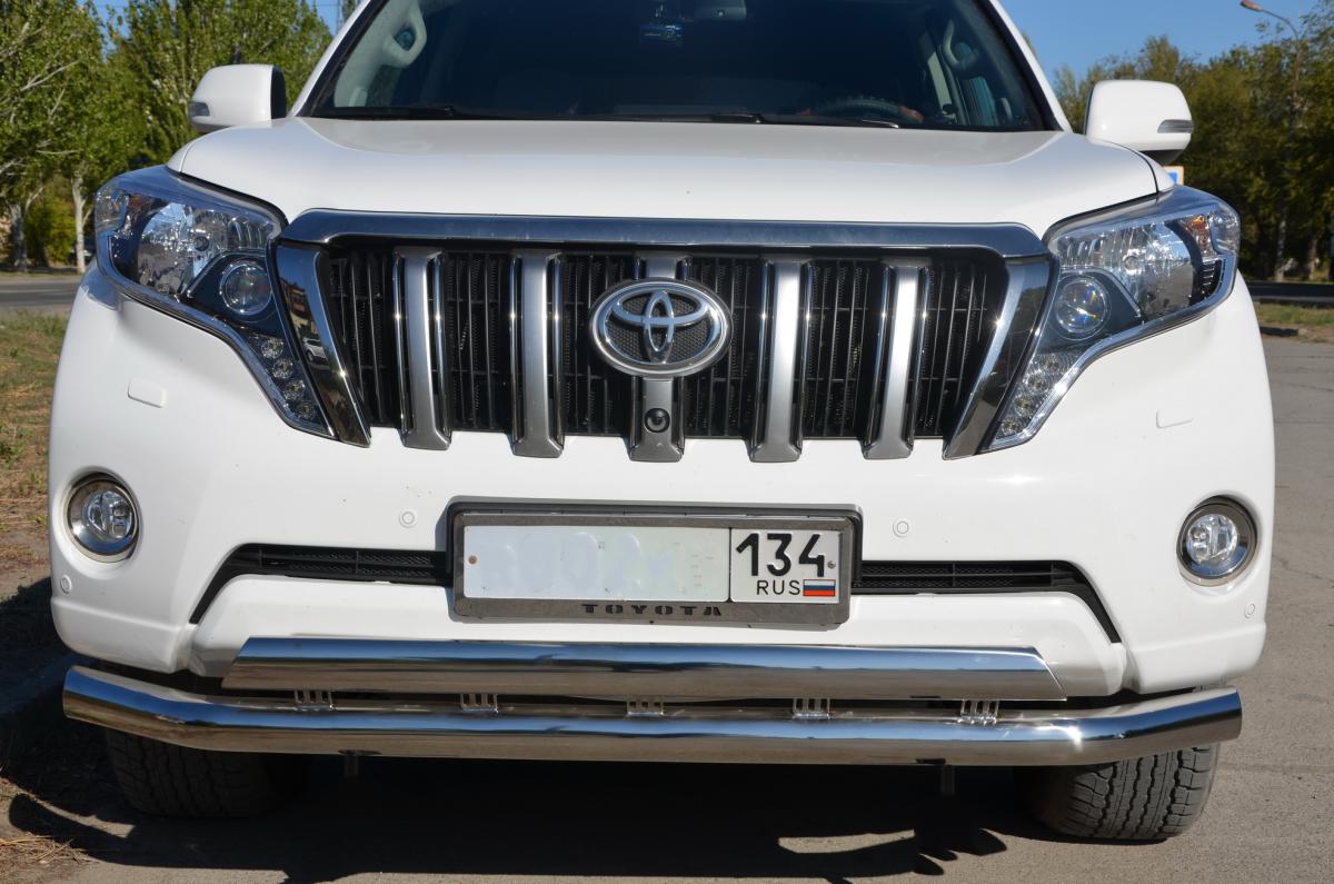 Защита переднего бампера двойная d76/75x42 овал для Toyota Land Cruiser Prado 150 (Тойота Ленд Крузер Прадо 150), TLCP150.10.04-75, Россия