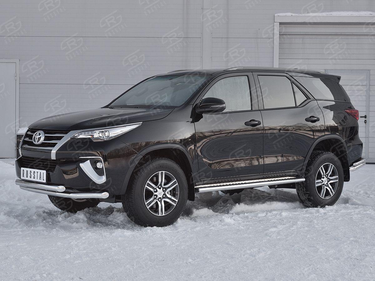 Защита переднего бампера d57/57 на Toyota Fortuner 2017, Slitkoff TFZ-002881