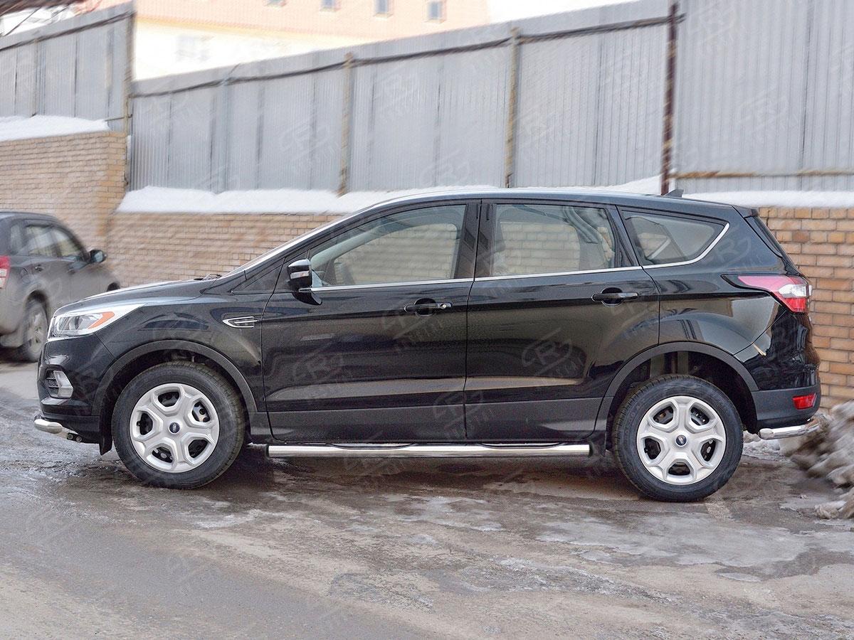 Пороги труба d76 с накладкой вариант 2 Ford Kuga 2016, Slitkoff FGT-0026022