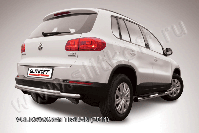 Защита заднего бампера d57+d42 двойная радиусная Volkswagen Tiguan (2011-2016) , Slitkoff, арт. VWTIG-010