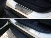 Накладки на пороги (лист шлифованный надпись RAV4) для автомобиля Toyota RAV4 2015-