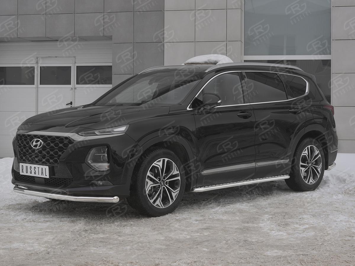 Защита переднего бампера d57 секции HSFZ-003167 для автомобиля HYUNDAI SANTA FE 2018-, Slitkoff