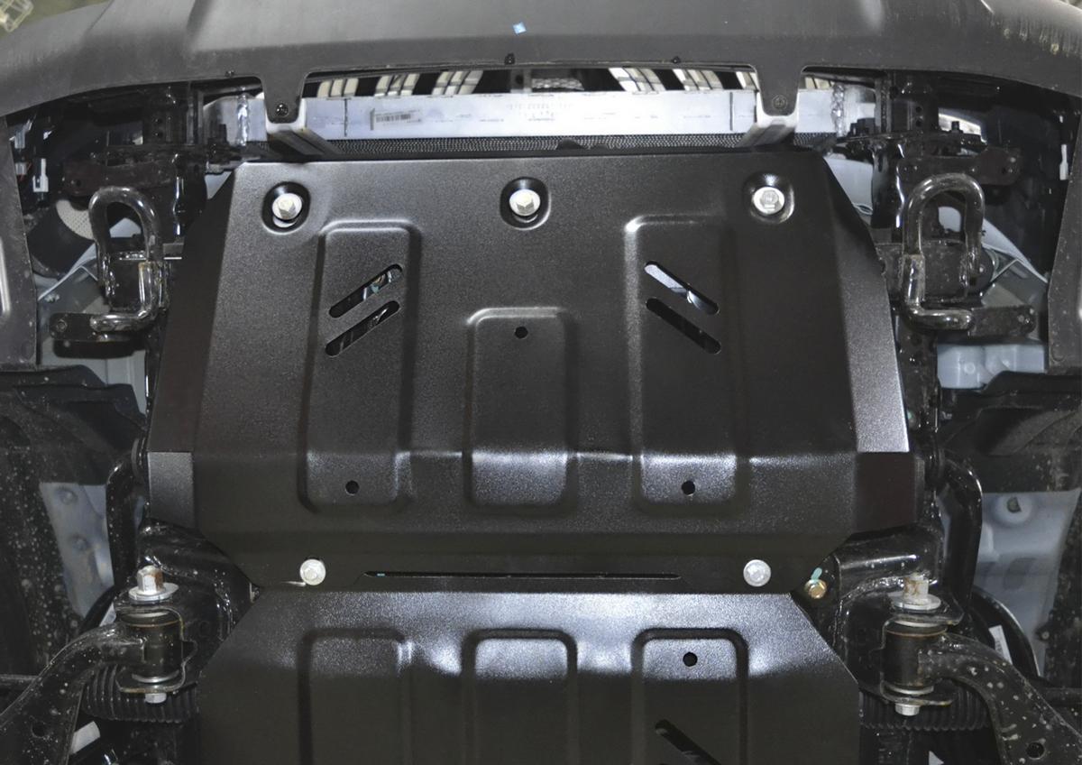 Защита радиатора АвтоБроня для Foton Tunland (V - 2.8D) 4WD 2017-2020, штампованная, сталь 1.8 мм, с крепежом, 111.04401.1