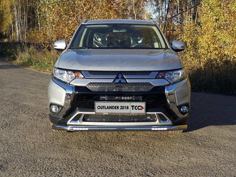 Защита передняя нижняя (с ДХО) 60,3 мм для автомобиля Mitsubishi Outlander 2018-, TCC Тюнинг MITOUT18-36