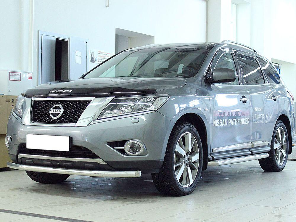 Дуга передняя по низу бампера d-60 радиусная одинарная для Nissan Pathfinder 2014, Технотек NP14_1