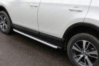 Пороги алюминиевые с пластиковой накладкой 1720 мм для автомобиля Toyota RAV4 2015-2019 TCC Тюнинг арт. TOYRAV15-19AL