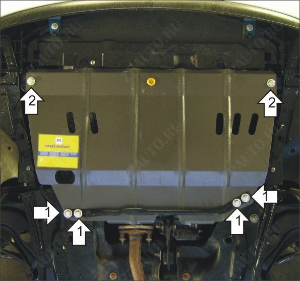 Защита двигателя, кпп стальная Motodor для Citroen C3 Picasso 2009-2014 (2 мм, сталь), 01609