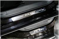Накладки на пороги (лист зеркальный надпись Jolion) 4шт для автомобиля HAVAL Jolion (1,5 л., 2WD) 2021- TCC Тюнинг арт. HAVJOL21-10