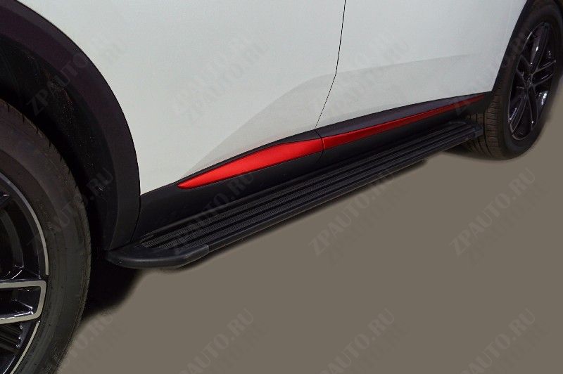 Пороги алюминиевые "Slim Line Black" 1720 мм Changan CS55 plus 2WD 1.5T 2023- арт. CHANCS55PL23-08B