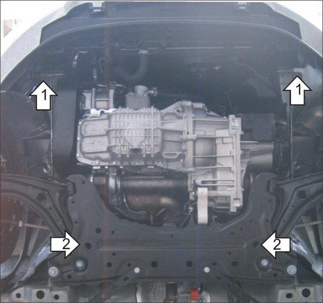 Защита стальная Мотодор (Двигатель, Коробка переключения передач), 2 мм, Сталь для Ford Fiesta 2008-2015 арт. 70704
