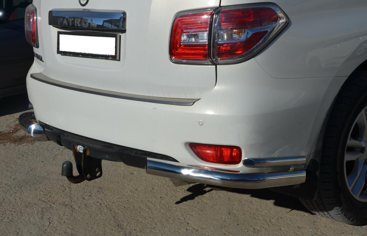 Защита заднего бампера угловая двойная для автомобиля NISSAN Patrol  2010, Россия NPL.10.20