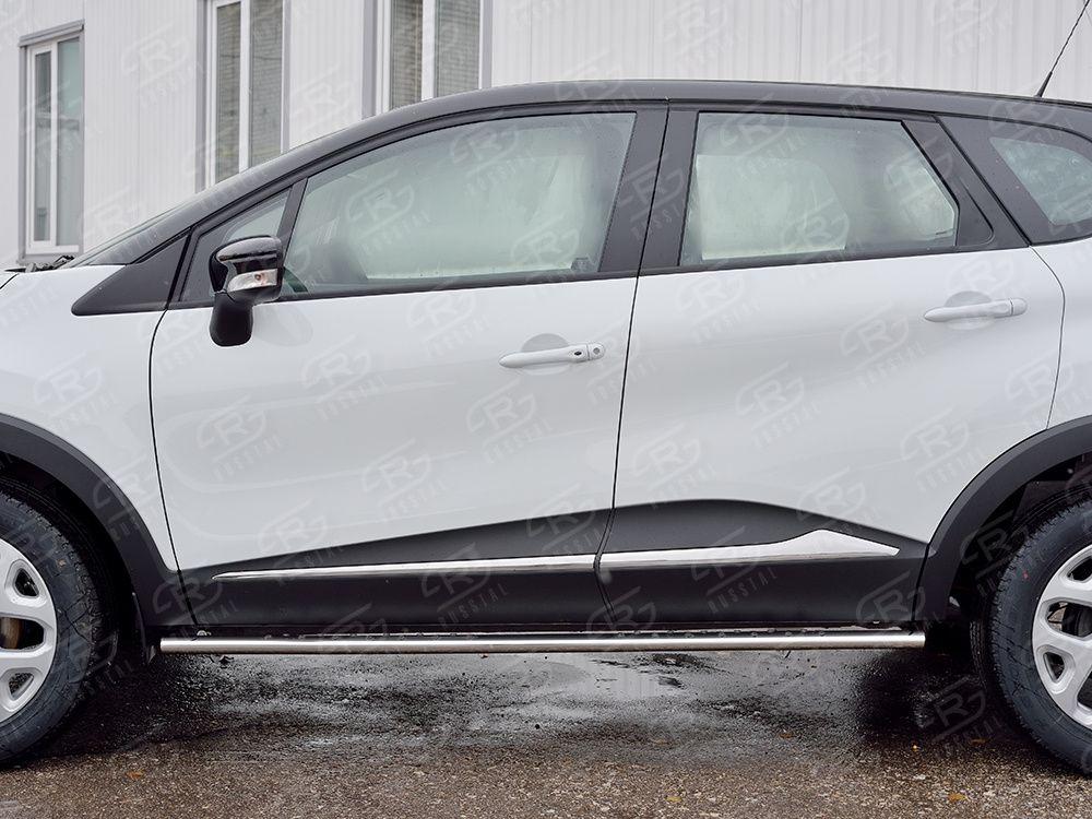 Пороги труба d75х42 овал с проступью Renault Kaptur 2016, Slitkoff RKPO-002467