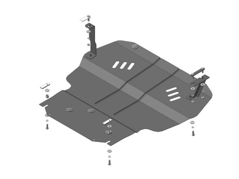 Защита двигателя, кпп стальная Motodor для Skoda Superb B6 2013-2015 (2 мм, сталь), 02733