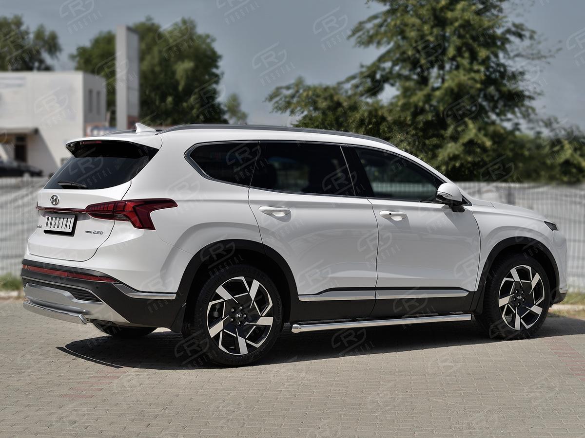 HYUNDAI SANTA FE 2021- Защита заднего бампера 75х42 дуга HSFZ-003602