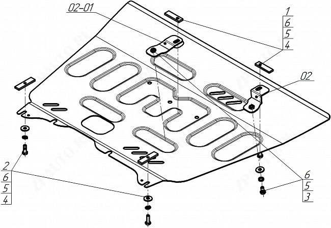 Защита стальная Мотодор (Двигатель, Коробка переключения передач), 2 мм,  для Gac GS8  2023- арт. 77802