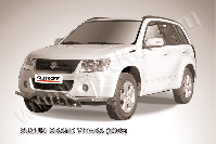 Защита переднего бампера d57 с защитой картера Suzuki Grand Vitara (2008-2012) Black Edition, Slitkoff, арт. SGV08007BE