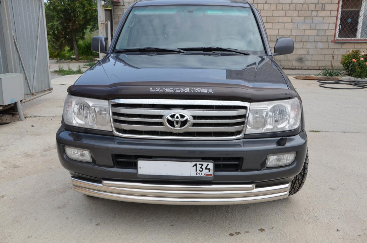 Защита переднего бампера тройная для автомобиля TOYOTA Land Cruiser 100     1998-2006, Россия TLC100.98.06-1