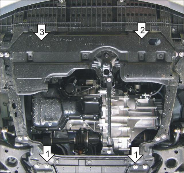 Защита стальная Мотодор (Коробка переключения передач, Двигатель), 2 мм, Сталь для Toyota Auris 2006-2012 арт. 72537