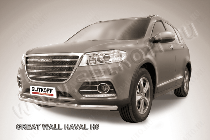 Защита переднего бампера d57 Haval H6 (2014-2020) Black Edition, Slitkoff, арт. HavH6003BE