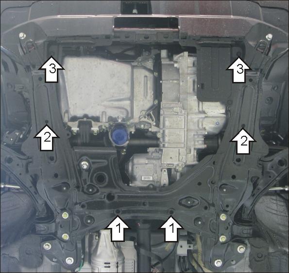 Защита стальная Мотодор (Двигатель, Коробка переключения передач), 3 мм, Сталь для Honda CR-V III 2009-2012 арт. 10822